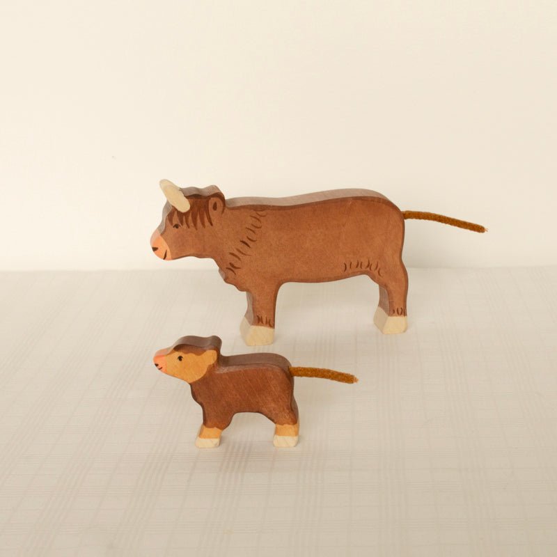 Wooden Highland Cattle Figurine | Small by Holztiger - Maude Kids Decor
