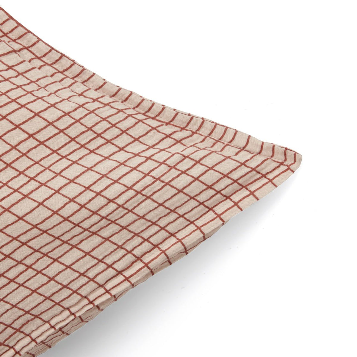 Muslin Single Pillowcase | Checks Rust by Garbo & Friends - Maude Kids Decor