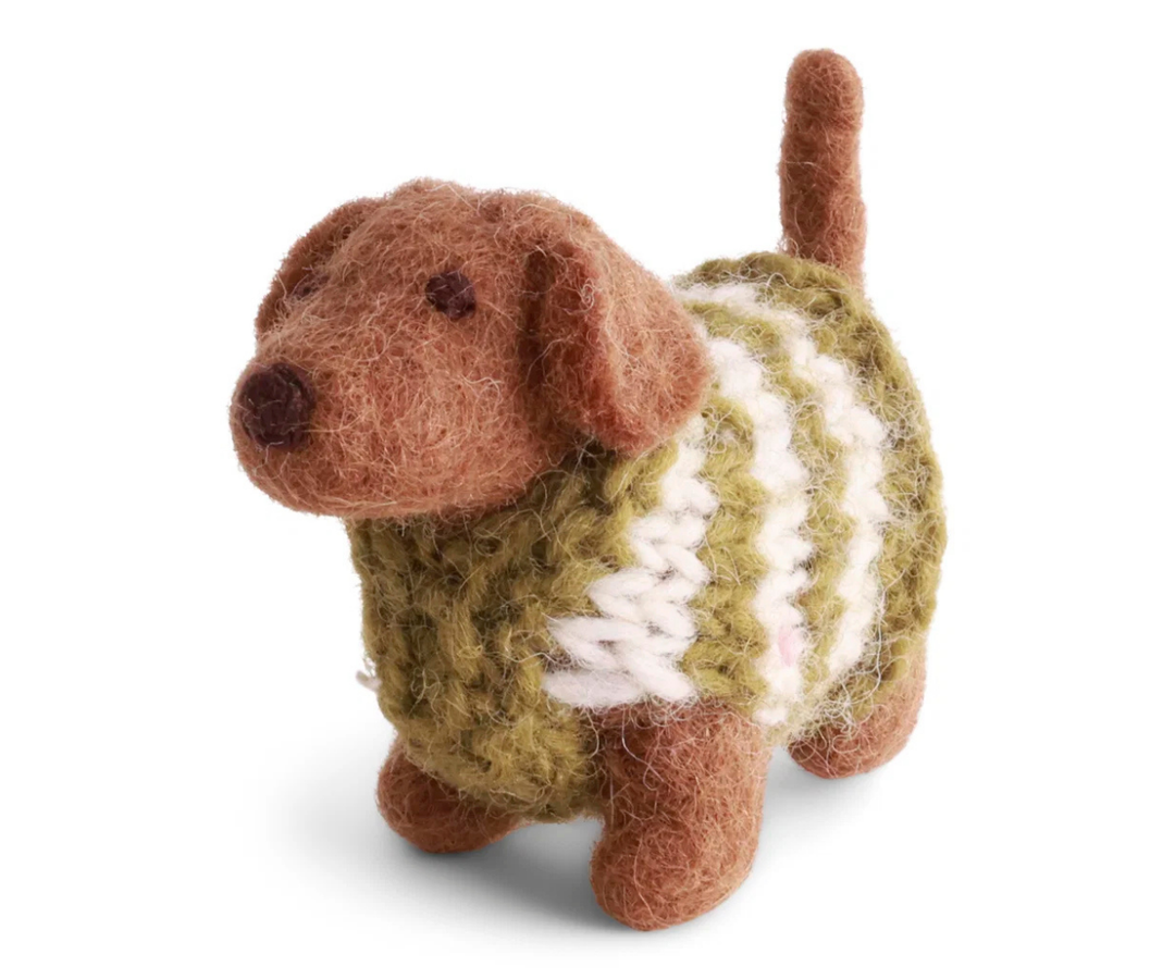 Dachshund with Knitted Sweater Christmas Ornament by Én Gry &amp; Sif