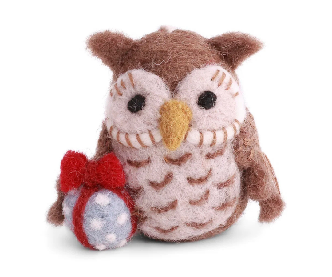 Owl with Gift Christmas Ornament by Én Gry &amp; Sif