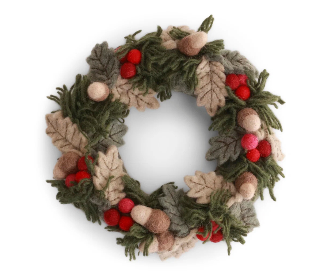 Wreath with Red Berries, Leaves and Acorns by Én Gry &amp; Sif