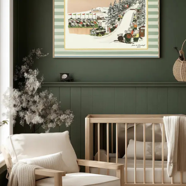 Babar Vintage 1934 Book Art Print | Skiing by Kumo Art Prints