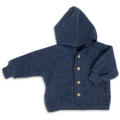 Wool Fleece Jacket With Wooden Buttons, IVN Best | Blue Mélange by Engel Natur