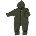 Wool Hooded Baby Overall With Buttons and Cuffs, IVN Best | Reed Mélange by Engel Natur