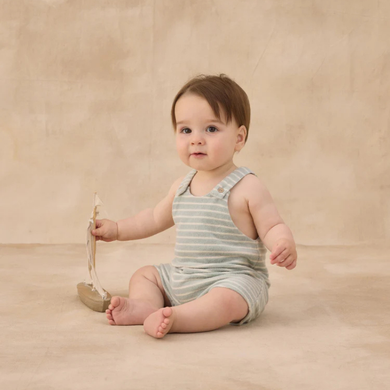 Gio Romper | Seafoam Terry Stripe by Rylee &amp; Cru