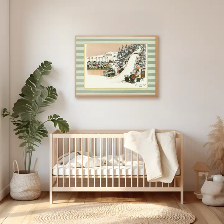 Babar Vintage 1934 Book Art Print | Skiing by Kumo Art Prints