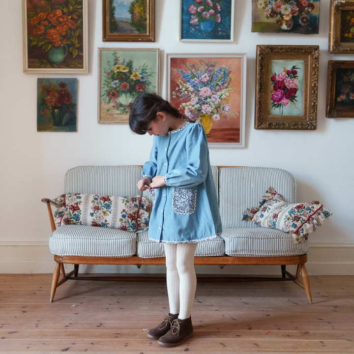 Velvet Jules Dress | Eggshell by Little Cotton Clothes
