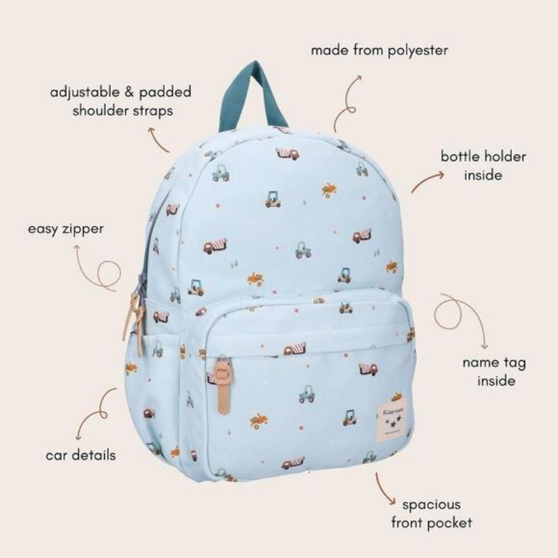 Little Story Kids Backpack (11.7L) | Blue Cars by Kidzroom