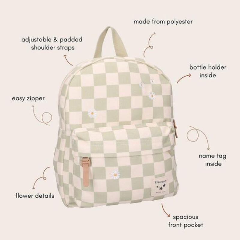 Nostalgia Kids Backpack (7.3L) | Green Check by Kidzroom