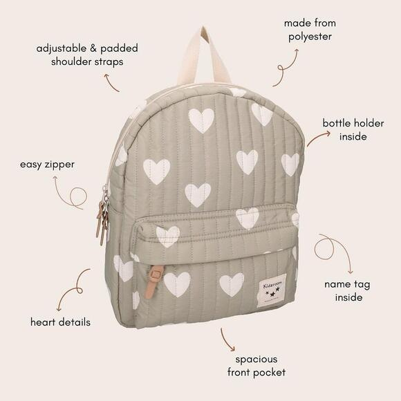 Wonderful Worlds Kids Backpack (7.3L) | Green Hearts by Kidzroom