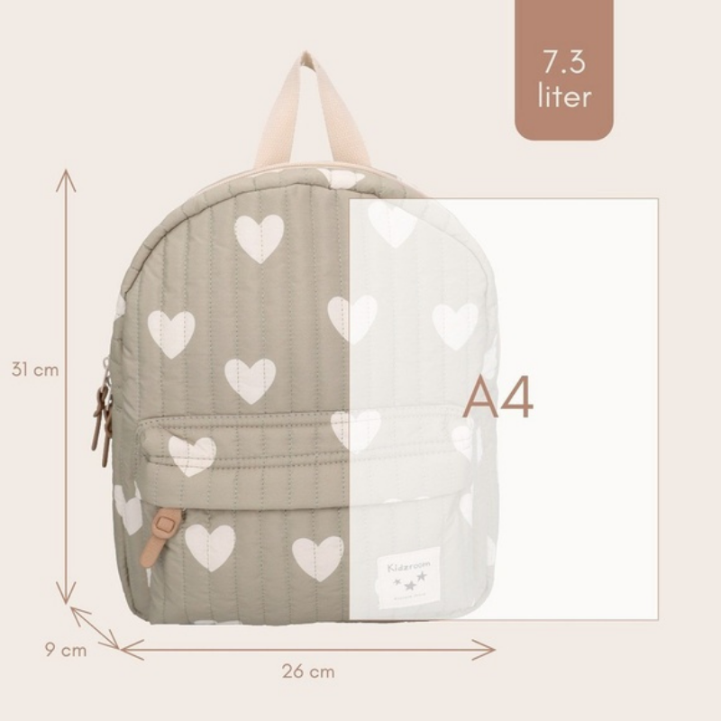 Wonderful Worlds Kids Backpack (7.3L) | Green Hearts by Kidzroom