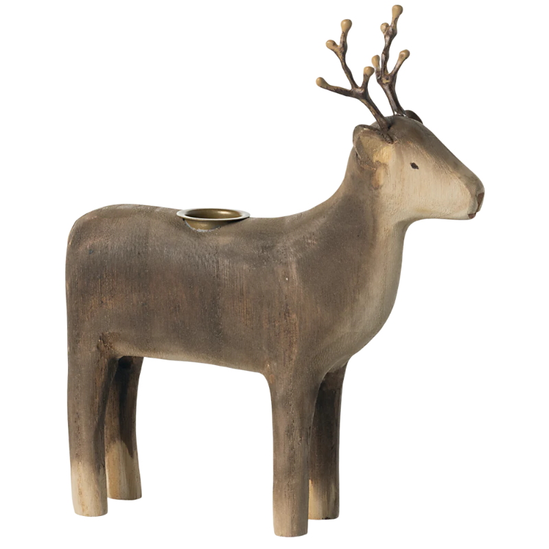 Wooden Candle Holder | Reindeer by Maileg