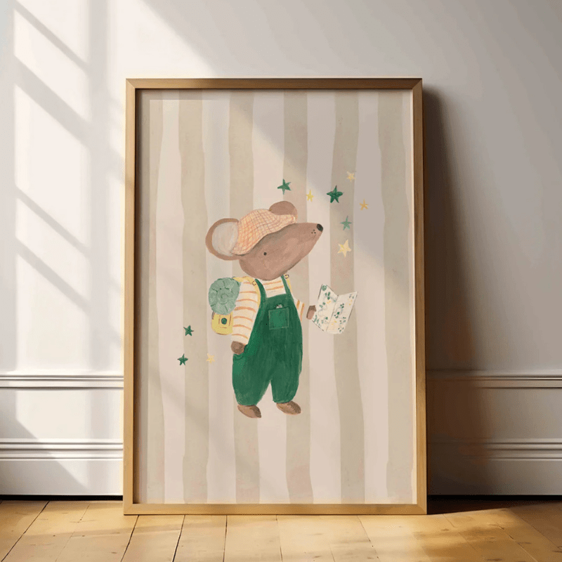 Art Print | Adventure Awaits Mouse by Lion and the Pear - Maude Kids Decor