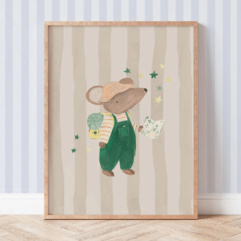 Art Print | Adventure Awaits Mouse by Lion and the Pear - Maude Kids Decor