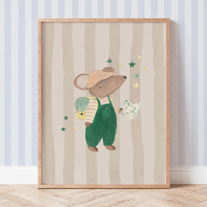 Art Print | Adventure Awaits Mouse by Lion and the Pear - Maude Kids Decor