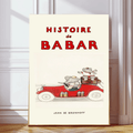 Babar 1930's Vintage Book Art Print | Roadster by Kumo Art Prints - Maude Kids Decor