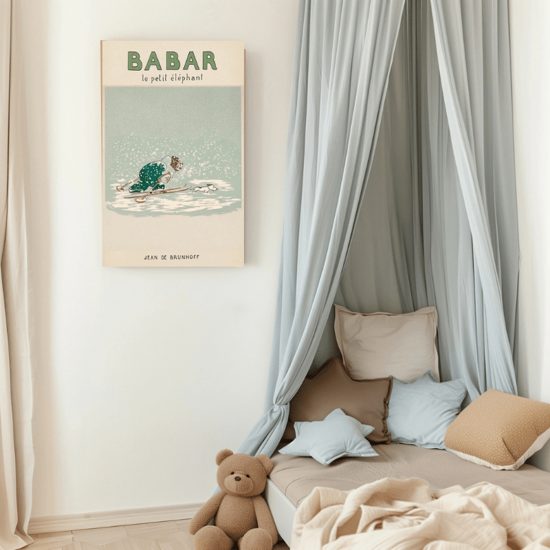 Babar 1930's Vintage Book Art Print | Snowstorm by Kumo Art Prints - Maude Kids Decor