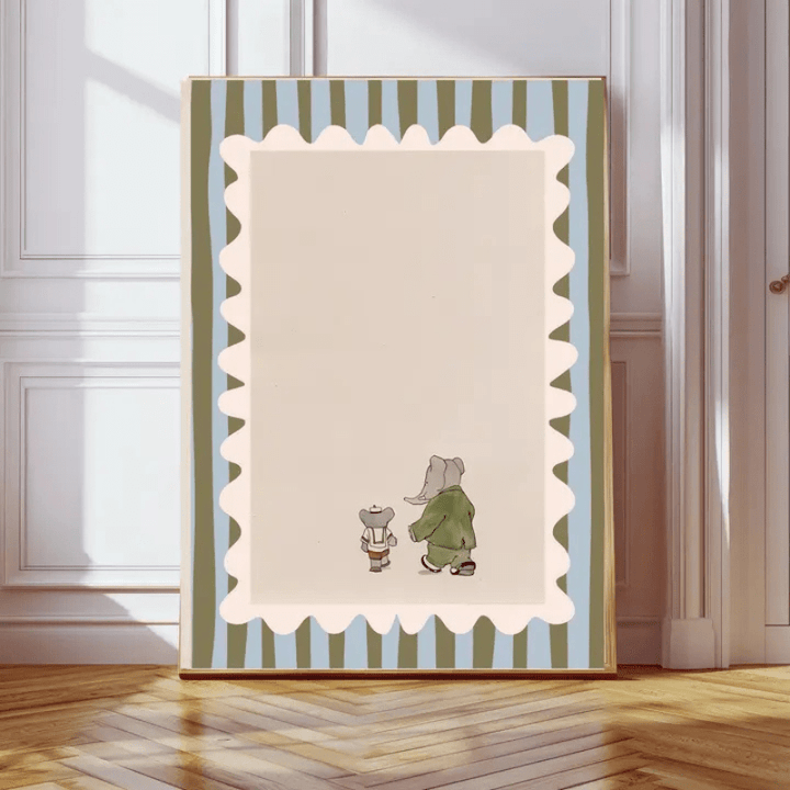 Babar Adventure Nursery Art Print | Babar and Son by Kumo Art Prints - Maude Kids Decor