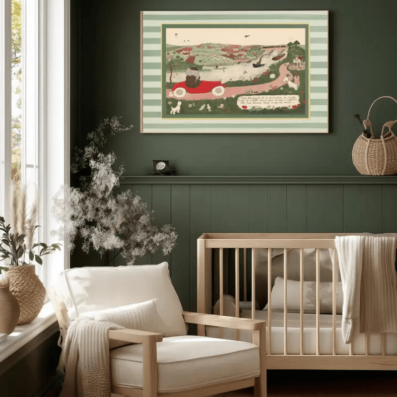 Babar Adventure Nursery Art Print | Driving in the Countryside by Kumo Art Prints - Maude Kids Decor