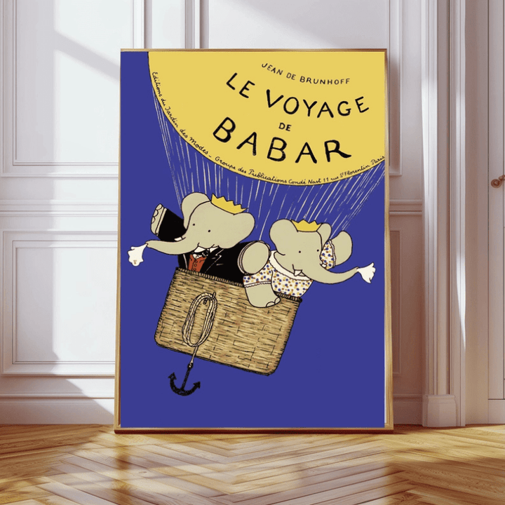 Babar Balloon Adventure Art Print by Kumo Art Prints - Maude Kids Decor