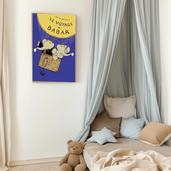 Babar Balloon Adventure Art Print by Kumo Art Prints - Maude Kids Decor