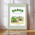 Babar Biking Art Print by Kumo Art Prints - Maude Kids Decor