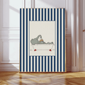 Babar Blue Stripy Bath Nursery Art Print by Kumo Art Prints - Maude Kids Decor