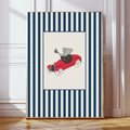 Babar Blue Stripy Car Nursery Art Print by Kumo Art Prints - Maude Kids Decor