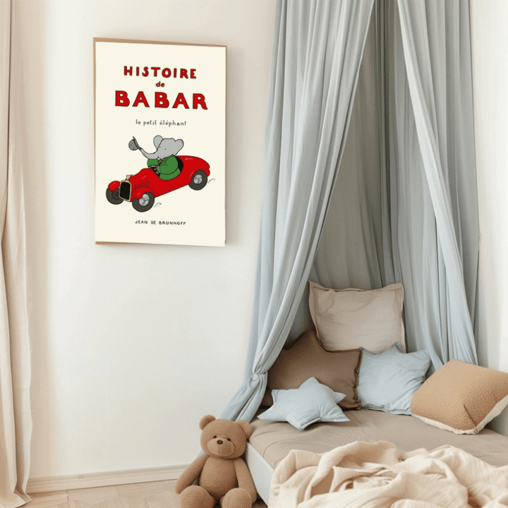 Babar Car Art Print by Kumo Art Prints - Maude Kids Decor