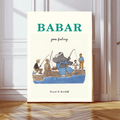 Babar Fishing Art Print by Kumo Art Prints - Maude Kids Decor