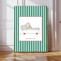 Babar Green Stripy Bath Nursery Art Print by Kumo Art Prints - Maude Kids Decor