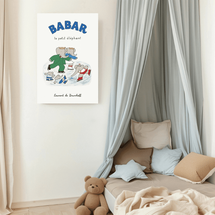 Babar Skating Art Print by Kumo Art Prints - Maude Kids Decor