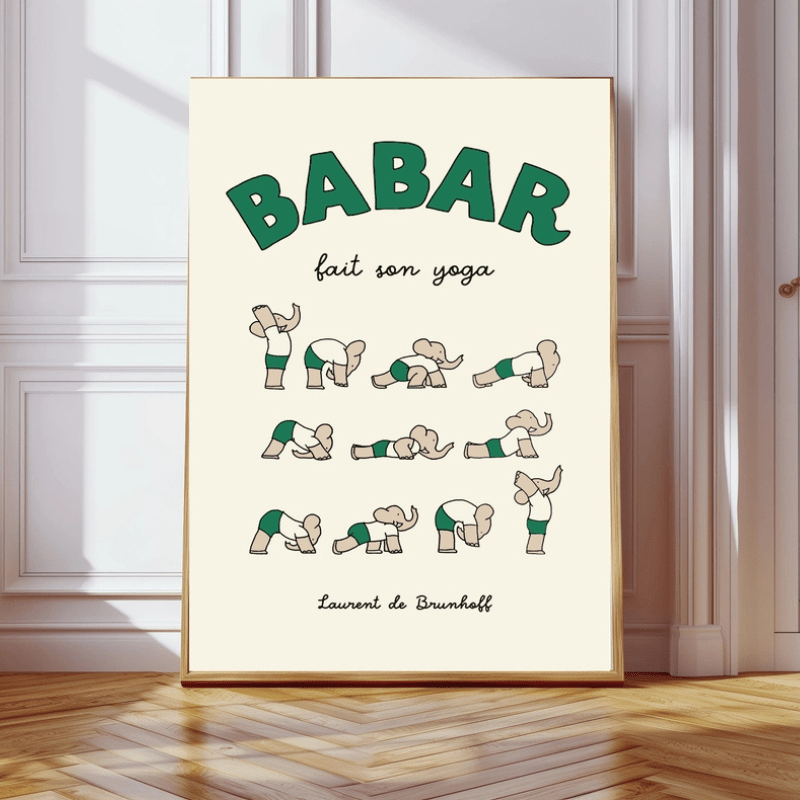 Babar Yoga Art Print by Kumo Art Prints - Maude Kids Decor