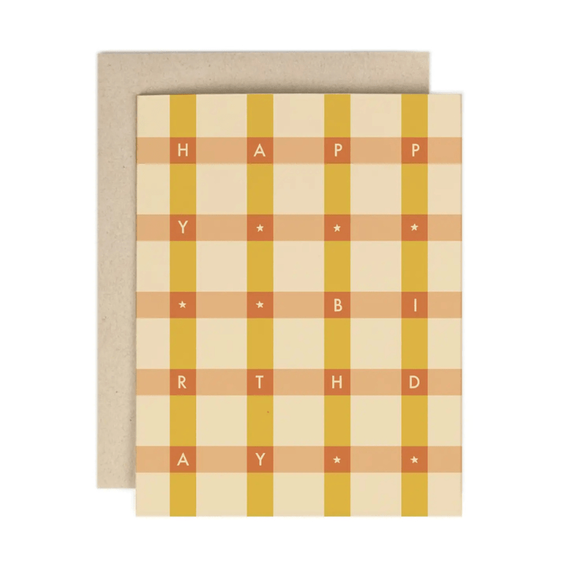 Birthday Golden Check Greeting Card by Amy Heitman - Maude Kids Decor