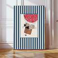 Blue Stripes Babar Balloon Art Print by Kumo Art Prints - Maude Kids Decor