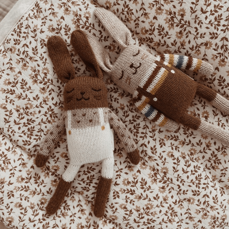 Bunny Alpaca Knit Toy | Ecru Overalls by Main Sauvage - Maude Kids Decor