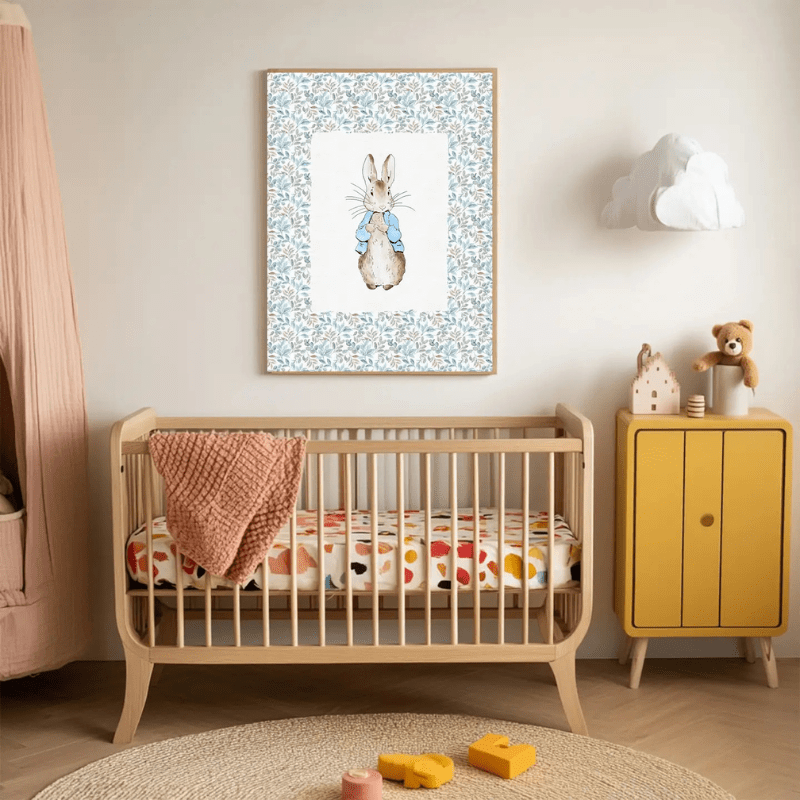 Bunny Single Rabbit Blue Nursery Art Print by Kumo Art Prints - Maude Kids Decor