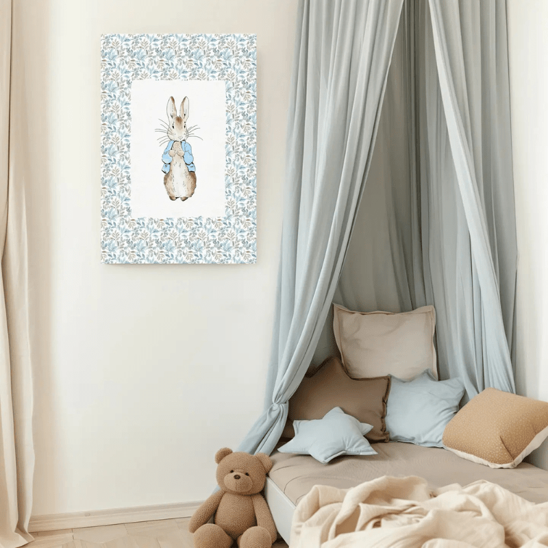 Bunny Single Rabbit Blue Nursery Art Print by Kumo Art Prints - Maude Kids Decor