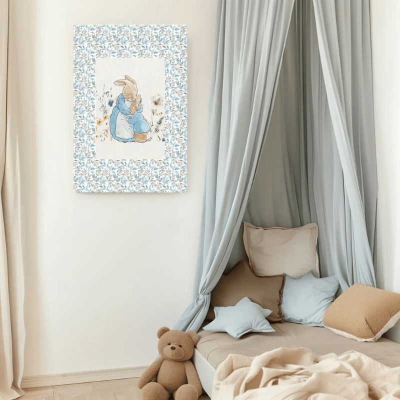 Bunny Two Rabbits Blue Nursery Art Print by Kumo Art Prints - Maude Kids Decor