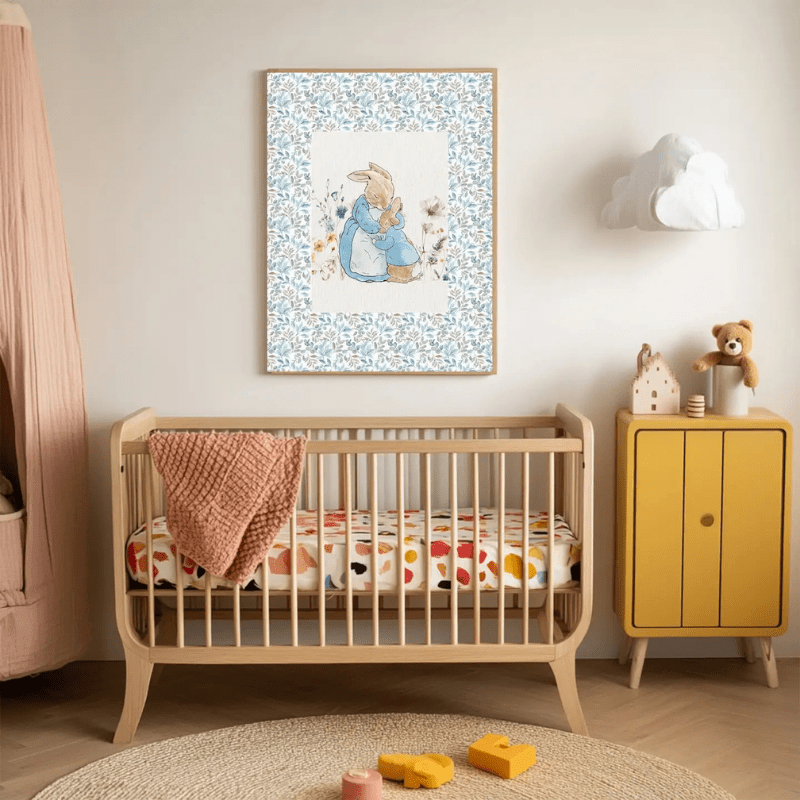 Bunny Two Rabbits Blue Nursery Art Print by Kumo Art Prints - Maude Kids Decor