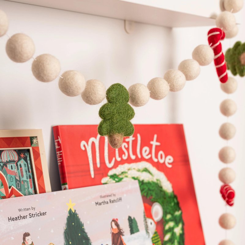 Candy Cane Christmas Tree Felt Garland by Lil' North Co. - Maude Kids Decor