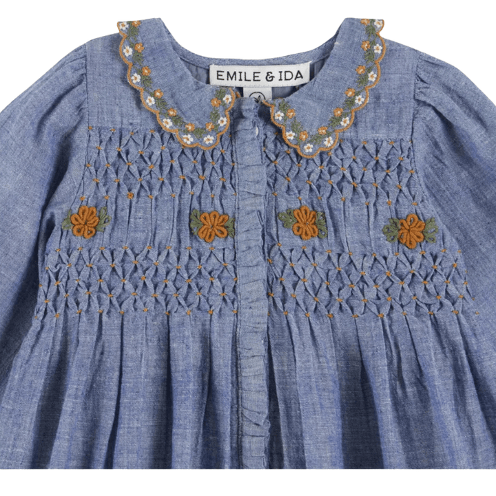 Chambray Smocked Dress by Émile et Ida - Maude Kids Decor
