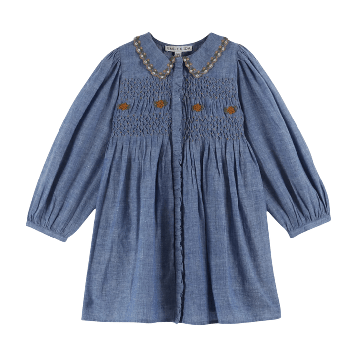 Chambray Smocked Dress by Émile et Ida - Maude Kids Decor