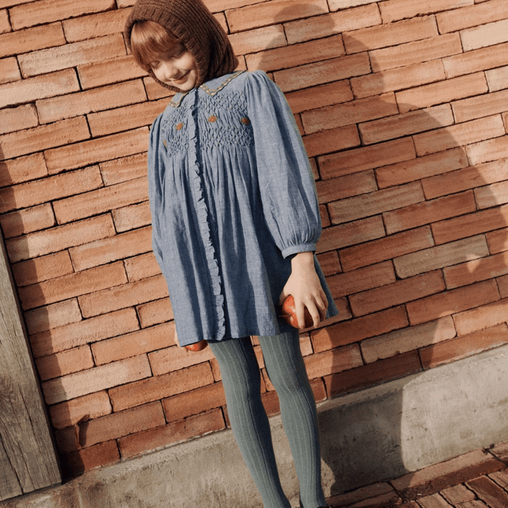 Chambray Smocked Dress by Émile et Ida - Maude Kids Decor