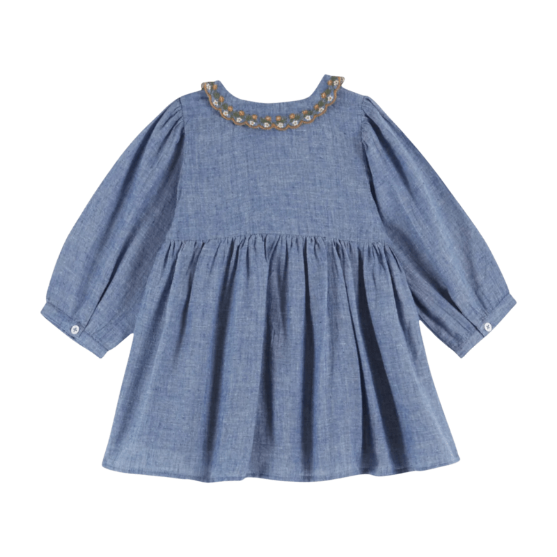 Chambray Smocked Dress by Émile et Ida - Maude Kids Decor