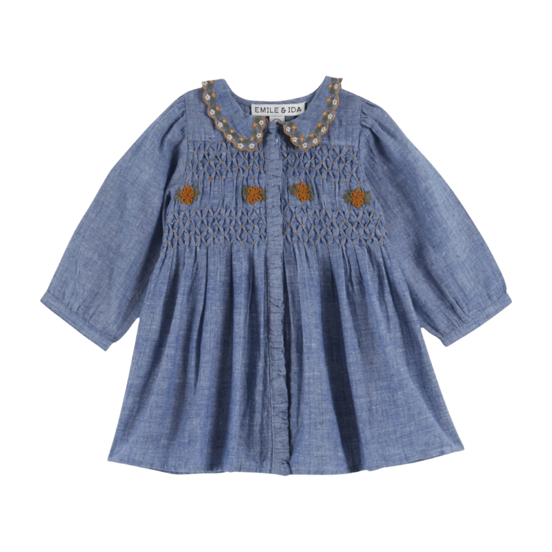 Chambray Smocked Dress by Emile et Ida