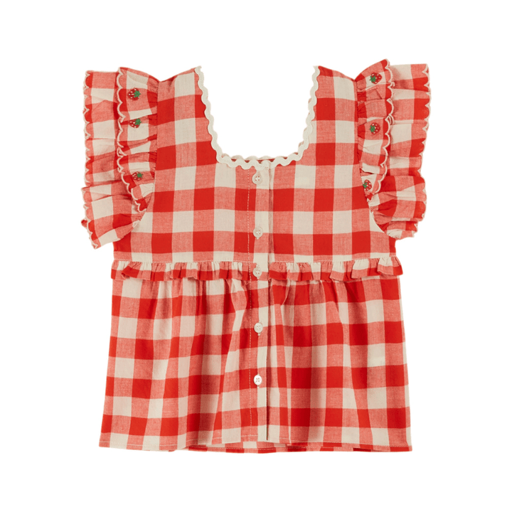 Checked Embroidered Blouse | Vichy Rouge by Émile et Ida - Maude Kids Decor