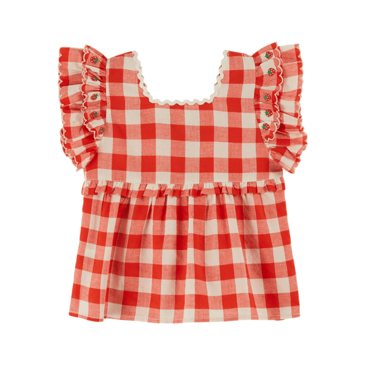 Checked Embroidered Blouse | Vichy Rouge by Émile et Ida - Maude Kids Decor