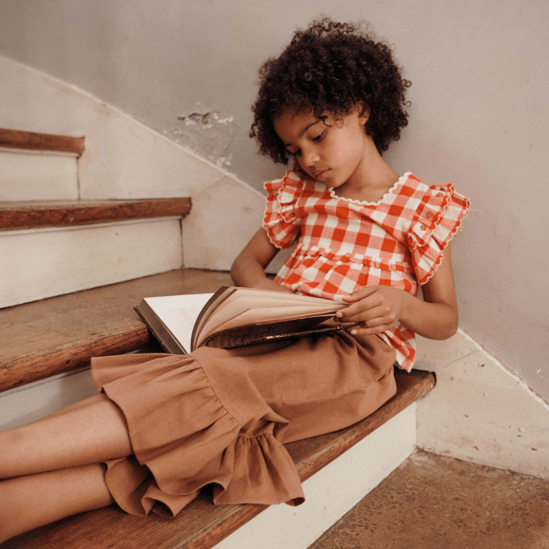 Checked Embroidered Blouse | Vichy Rouge by Émile et Ida - Maude Kids Decor