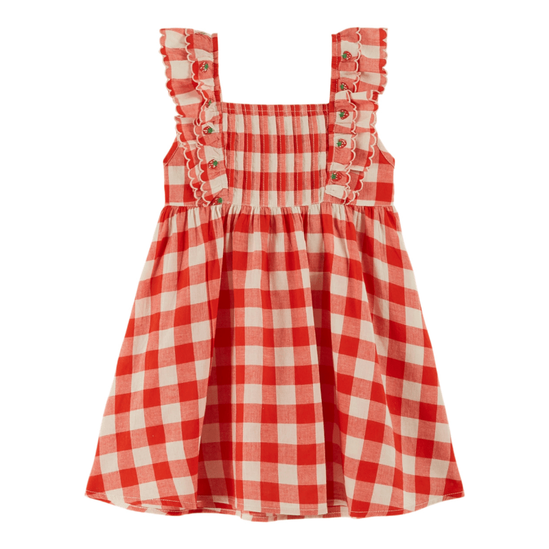 Checked Embroidered Dress | Vichy Rouge by Émile et Ida - Maude Kids Decor
